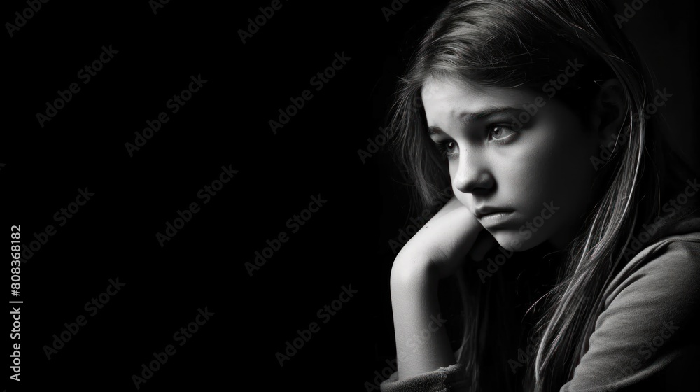 Portrait of a Young Teenager Showing Signs of Mental Stress and Sadness Portrait of a Young Teenager Showing Signs of Mental Stress and Sadness
