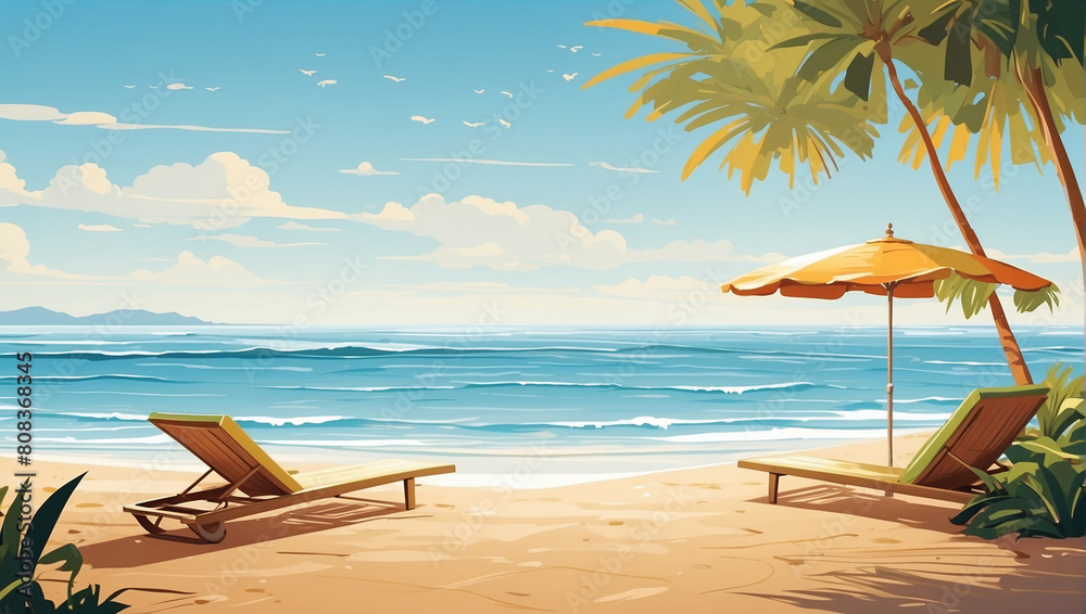 Fotografie vector illustration of a beach