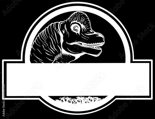 white silhouette of brachiosaurus Dinosaurs logo on black background vector.