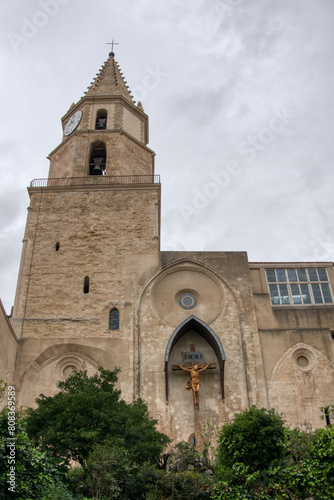 Bell tower of the Church of Notre-Dame des Accoules, one of the oldest in Marseille, France