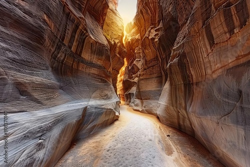 majestic siq of petra a breathtaking view of the narrow canyon leading to the ancient citys entrance landscape photo photo