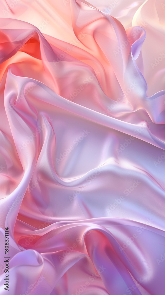 Fototapeta premium Flowing colorful fabric in pastel hues, abstract background