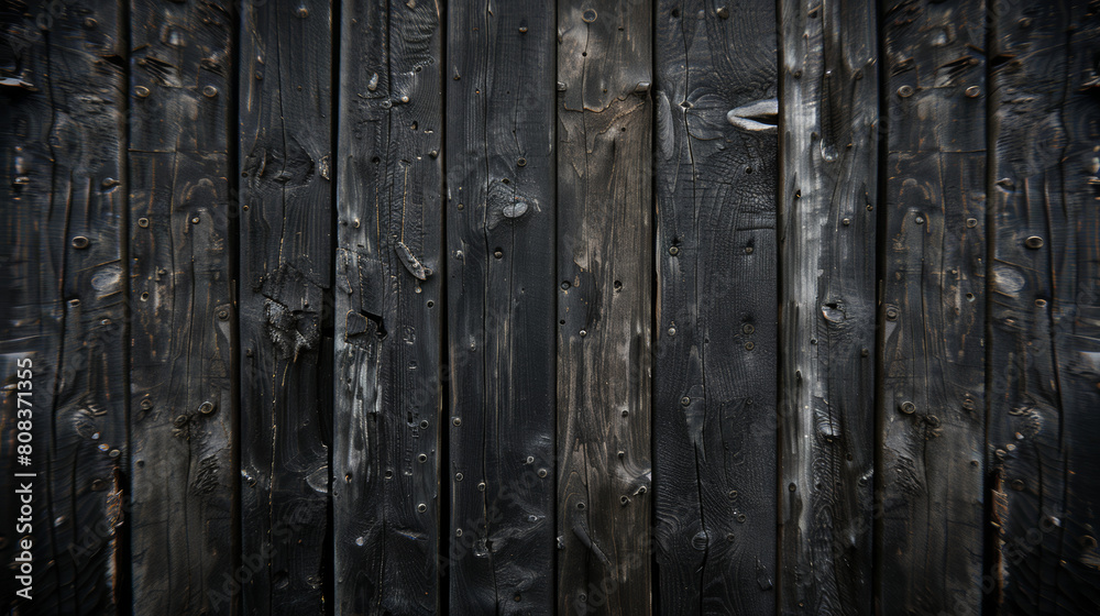 Fototapeta premium Mellow very dark-colored wood texture background. Natural grain and high contrast.