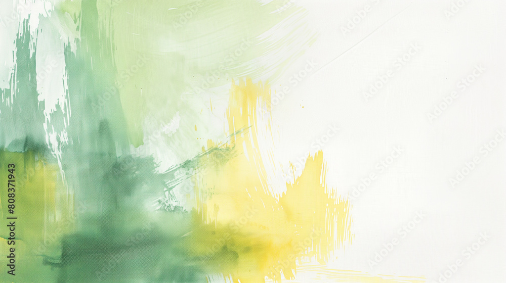 Abstract brushstroke painting with shades of yellow and green