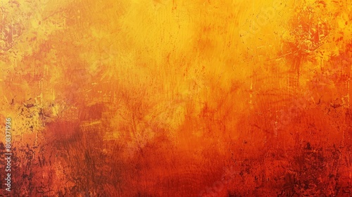 A painting of an orange background. The background is filled with splatters of paint  giving it a messy and chaotic appearance