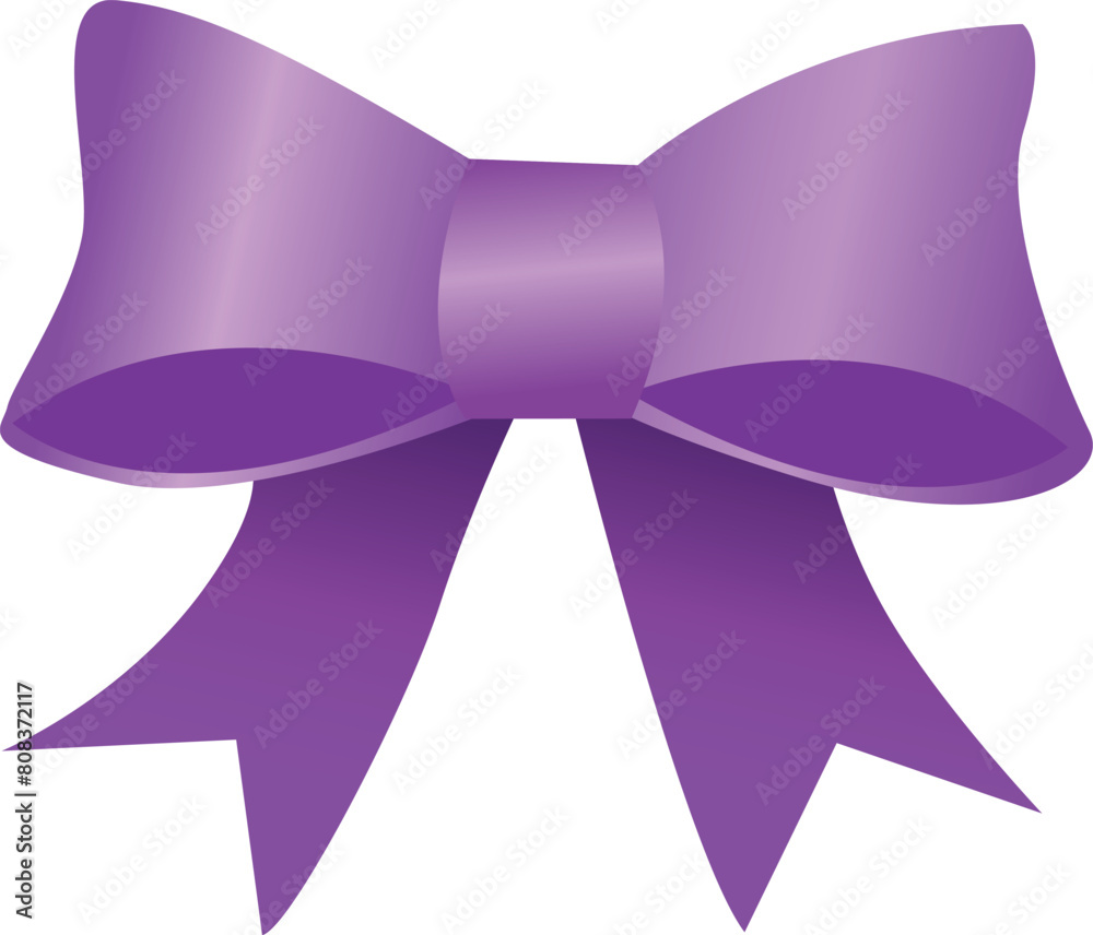 Purple ribbon bow 3D cartoon style icon. Purple ribbon bow 3D cartoon style icon.
