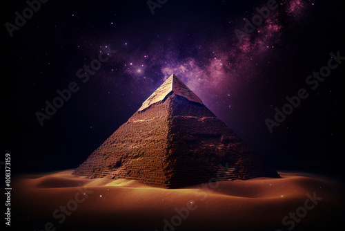 pyramids of giza under the starry sky generative ai
