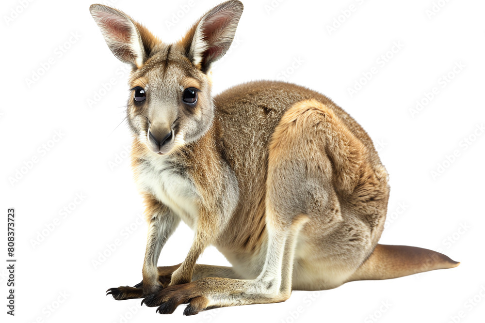 Cute joey kangaroo sitting up on it's haunches looking at the camera with a curious expression on it's face. Cute joey kangaroo sitting up on it's haunches looking at the camera with a curious expression on it's face.