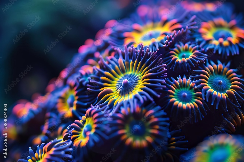 vibrant zoanthids coral in mesmerizing reef aquarium tank macro underwater photography vibrant zoanthids coral in mesmerizing reef aquarium tank macro underwater photography