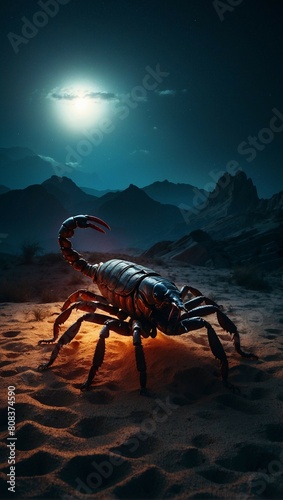 scorpion on sand evening animal starsign symbol