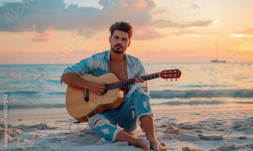 An attractive man playing a...