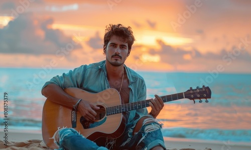 An attractive man playing a...