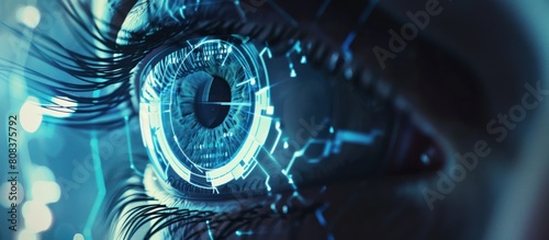 Closeup of futuristic human eye.technology concept.