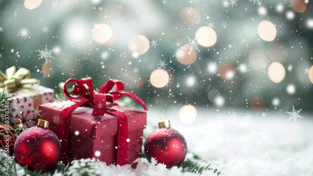 Christmas presents under the snow. Christmas presents under the snow.