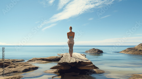 Beach Yoga, Zen atmosphere, Balanced composition, Wellness