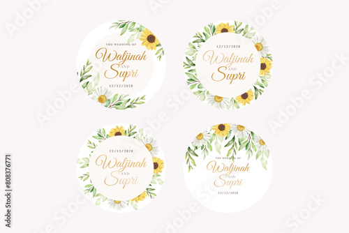 beautiful sun flower labels design 