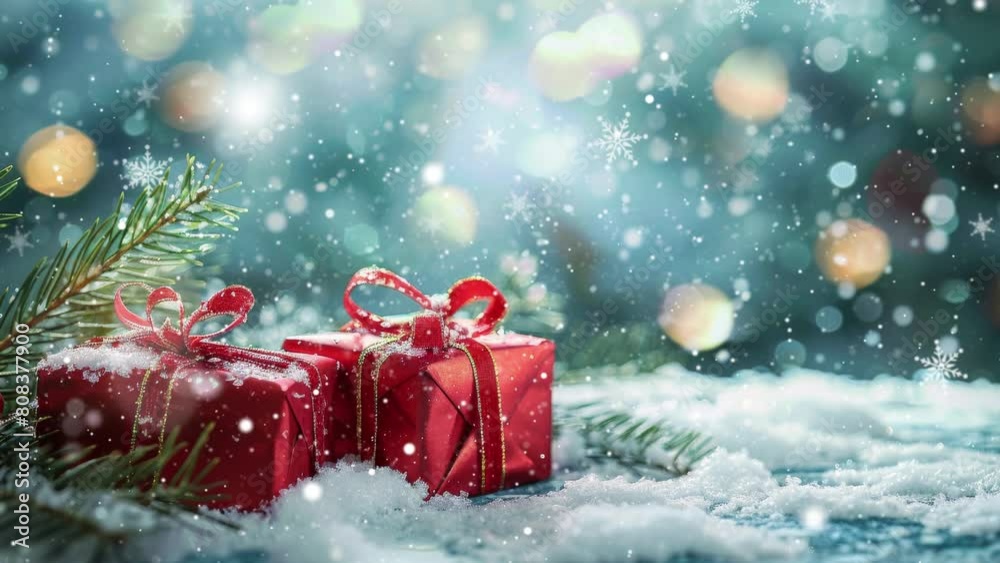 Christmas presents under the snow. Christmas presents under the snow.