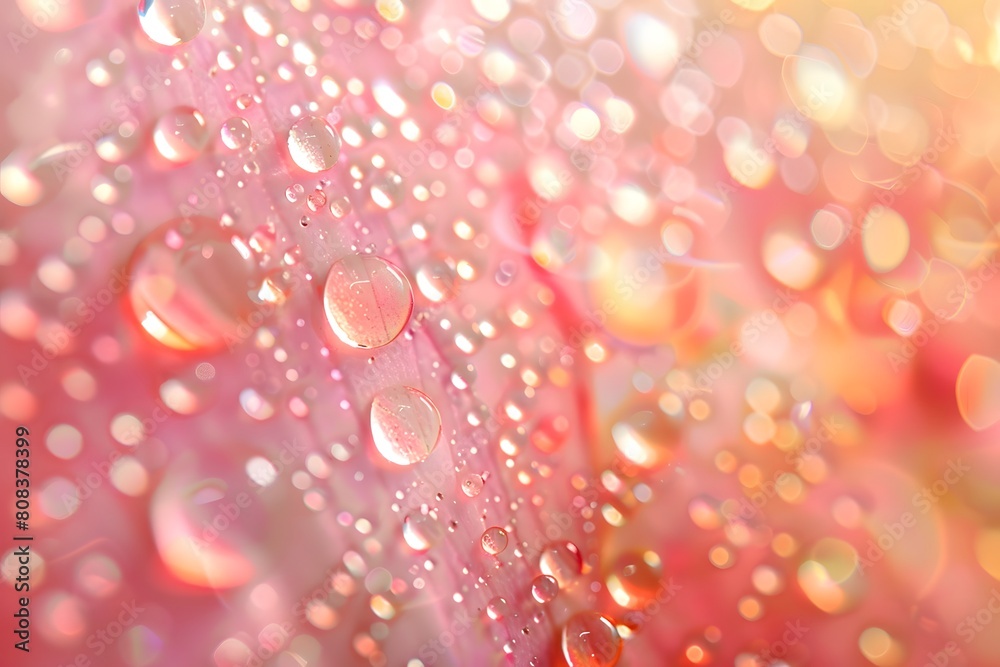 Water droplets on soft pink background Water droplets on soft pink background