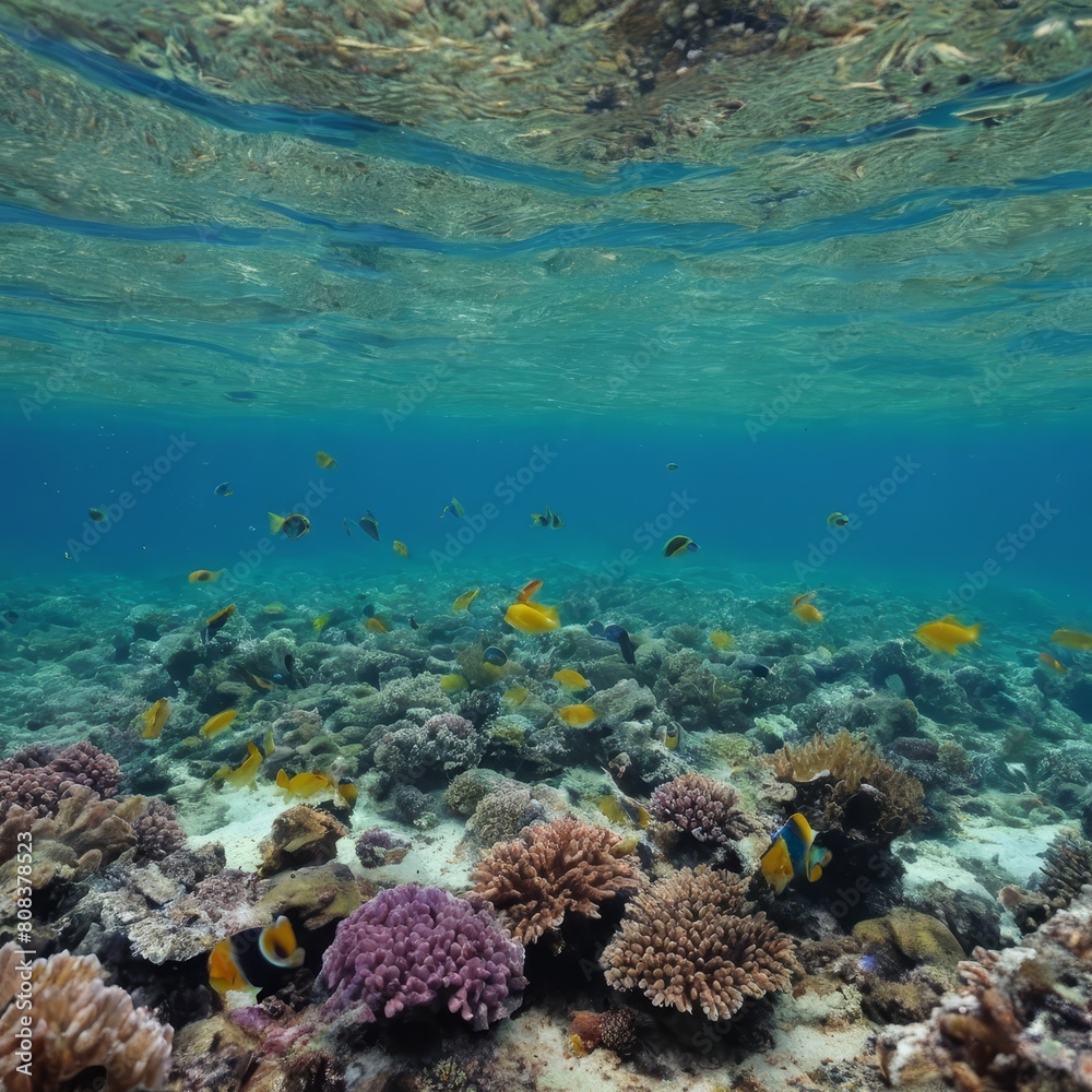 Fototapeta premium crystal clear ocean with colorful fish