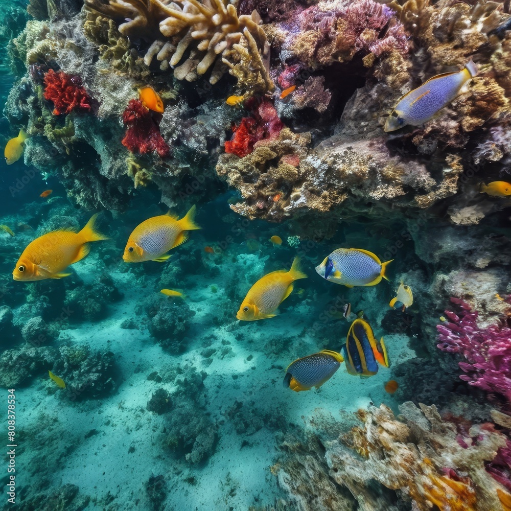 Fototapeta premium crystal clear ocean with colorful fish