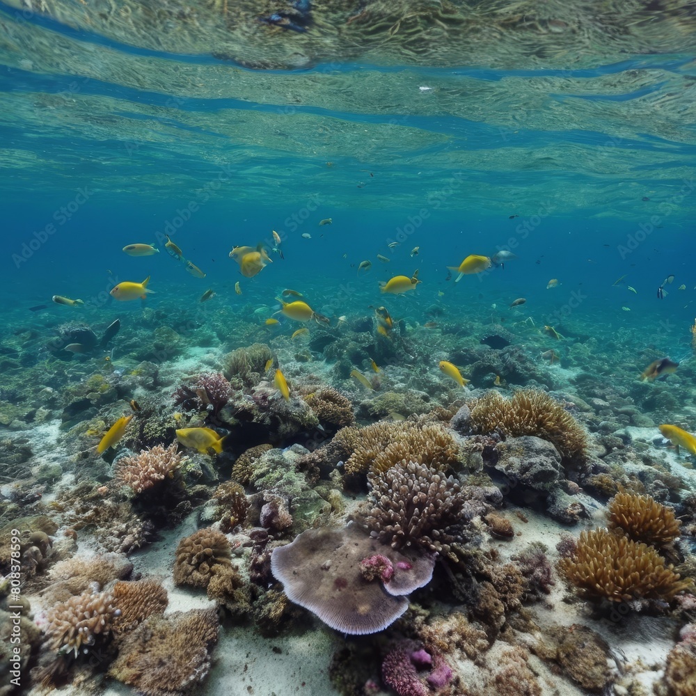 crystal clear ocean with colorful fish crystal clear ocean with colorful fish
