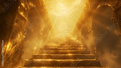 a stairway with light coming from the top