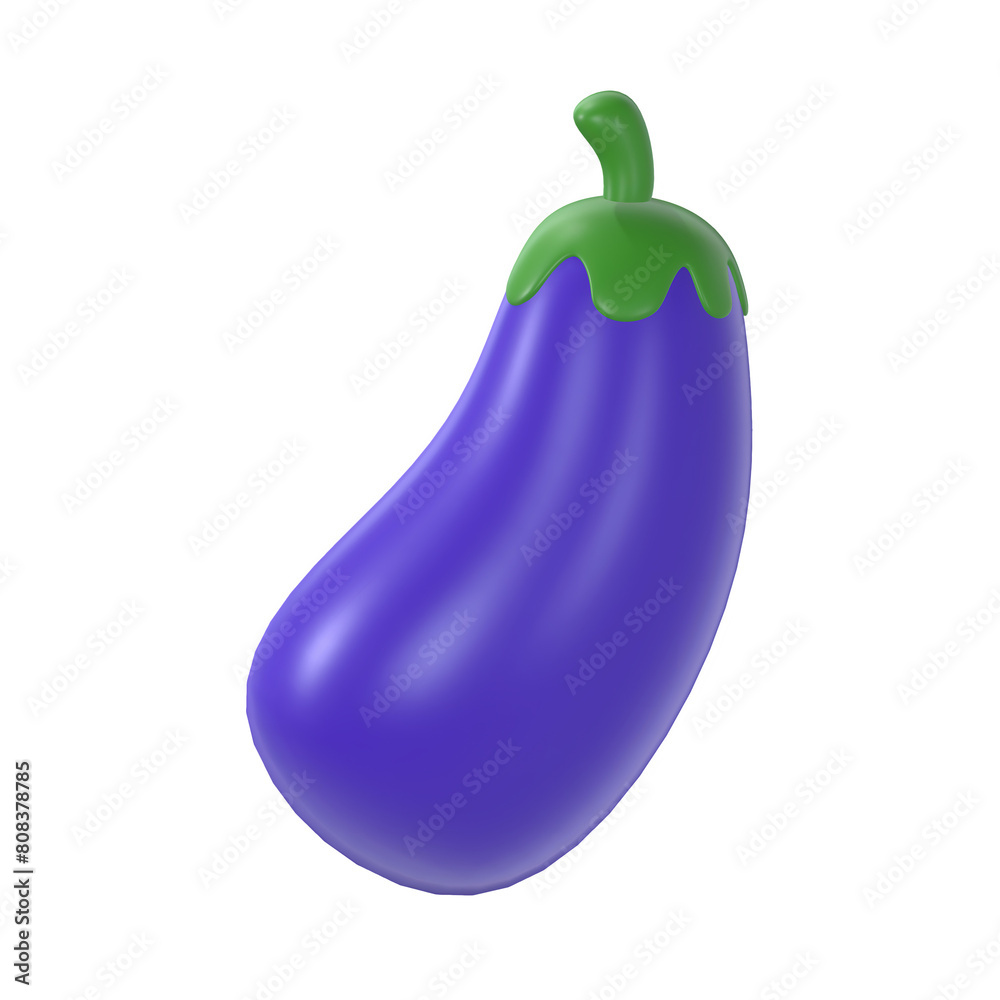 Eggplant 3D Vegetable Icon with Transparent Background Eggplant 3D Vegetable Icon with Transparent Background
