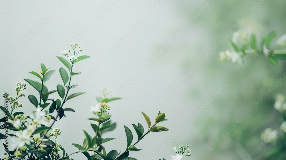 Fototapeta premium a close up of a plant with white flowers and green leaves