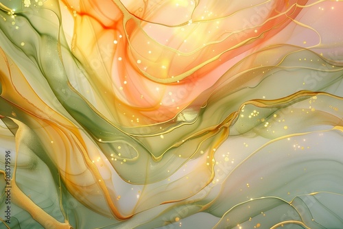 Natural luxury abstract fluid art painting in alcohol ink technique. Tender and dreamy