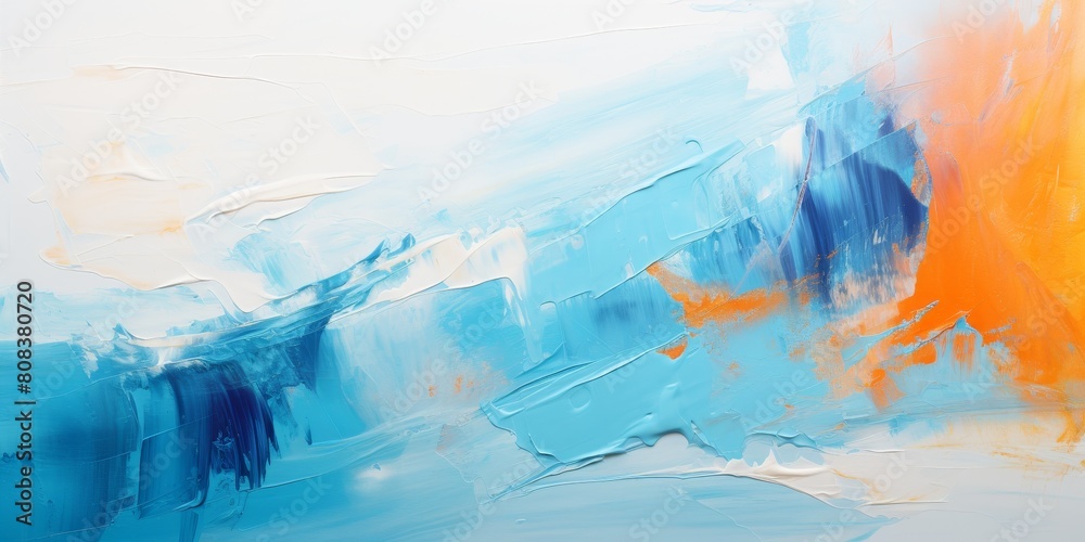 abstract painting with vibrant blue and orange colors