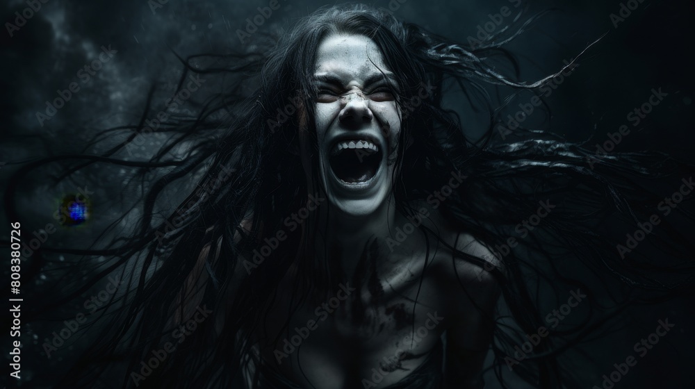 Intense expression of fear and anguish Intense expression of fear and anguish