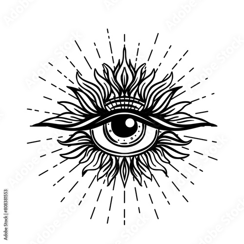 Blackwork tattoo flash. Eye of Providence. Masonic symbol. All seeing eye ins...