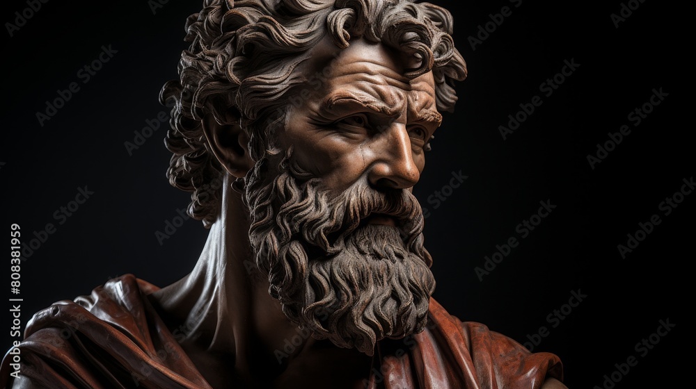 Dramatic portrait of an ancient philosopher