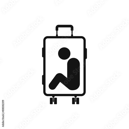 person in luggage border crossing x ray icon