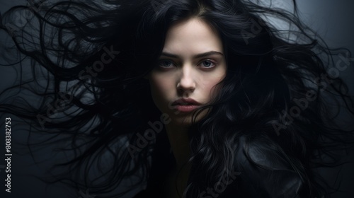 Mysterious woman with dark hair