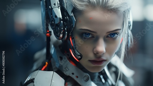 futuristic woman with robotic armor