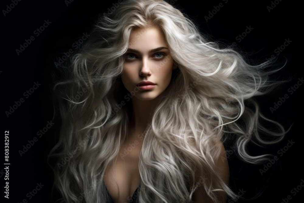 Captivating blonde woman with flowing hair