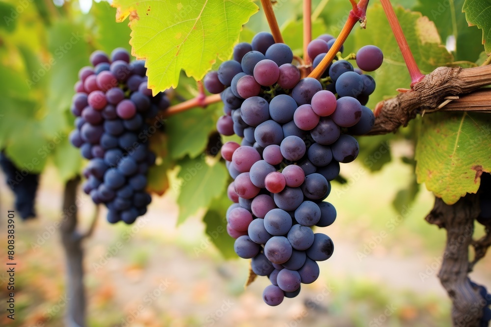 Ripe purple grapes on the vine Ripe purple grapes on the vine