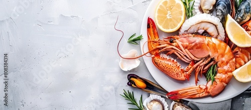 A wide variety of fresh and delicious seafood on a large plate.