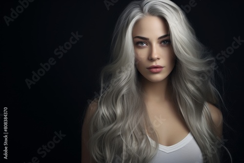 Captivating woman with long silver hair