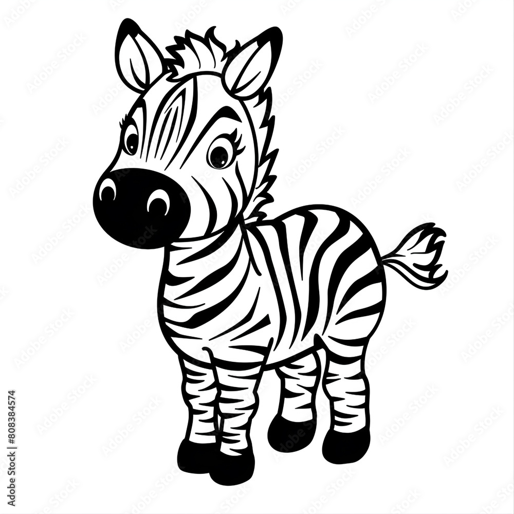 outline art for a cute little zebra simple coloring page