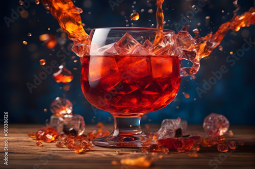 photography of a alcoholic drink explotion liquid flying ai generated