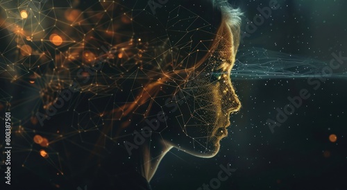 Woman Head with abstract and futuristic network connection