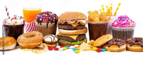 Various kinds of unhealthy foods. food is bad for body health
