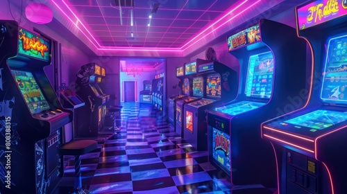 neon arcade machine center in high resolution and quality