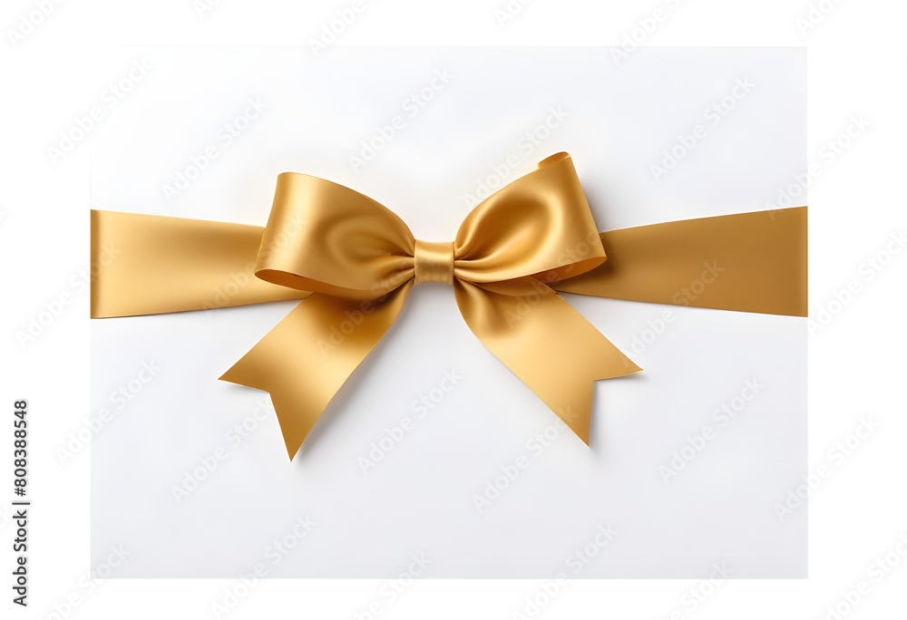 Golden ribbon with bow isolated on white background Golden ribbon with bow isolated on white background
