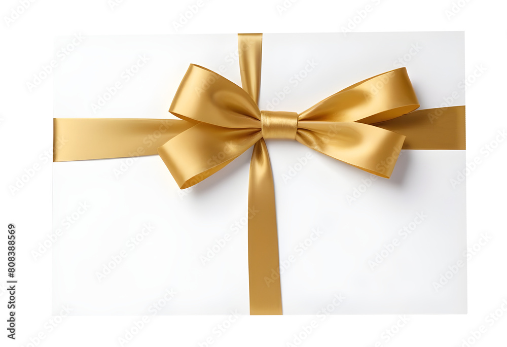 Golden ribbon with bow isolated on white background Golden ribbon with bow isolated on white background