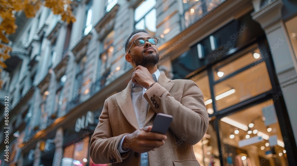 Businessman looking up as if thinking with his hand on his chin. Businessman looking up as if thinking with his hand on his chin.