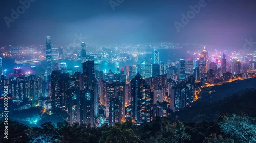 Wallpaper Mural Stunning night view of a vibrant cityscape with glowing lights Torontodigital.ca