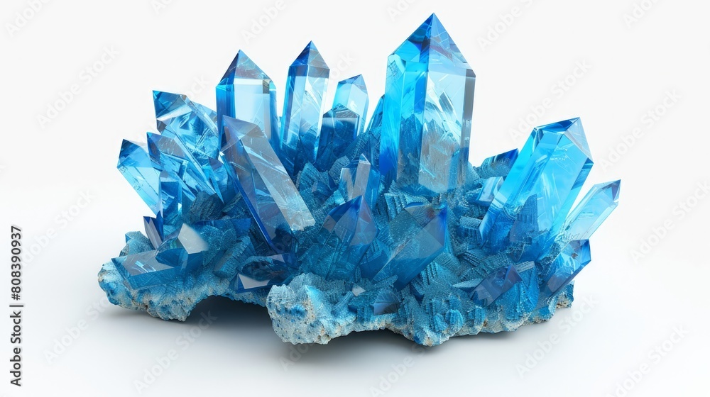 3d render, blue crystal isolated on white background